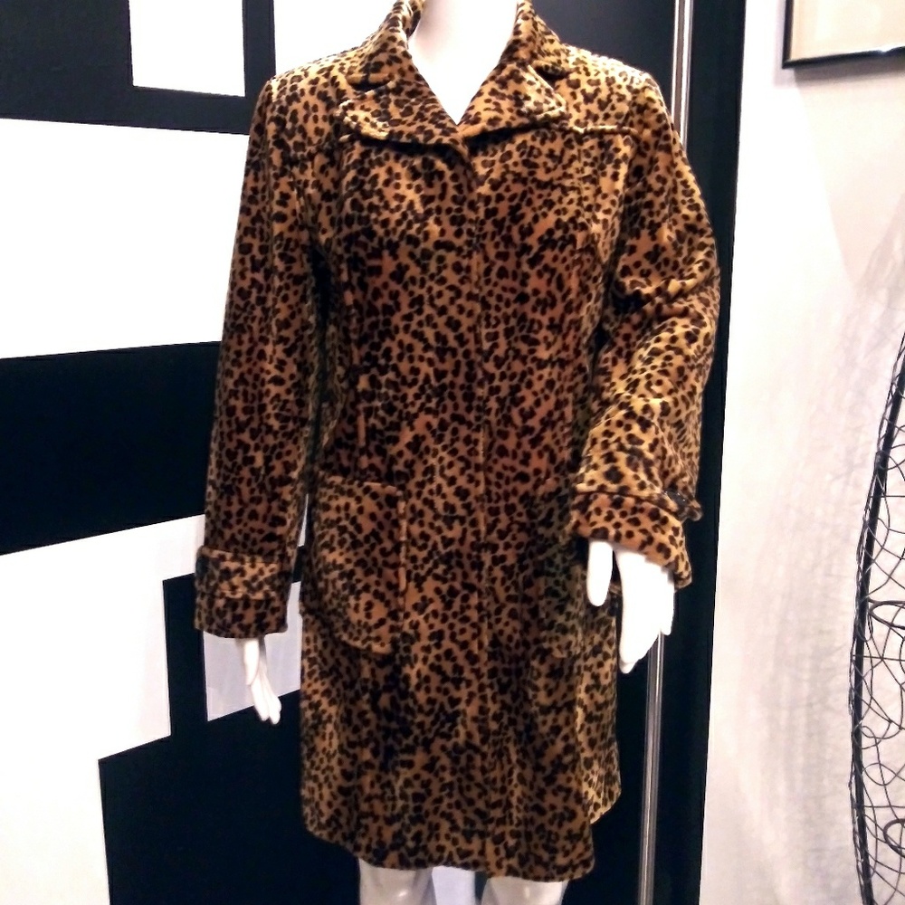 Giacca Animal Print Faux Fur Coat -XS